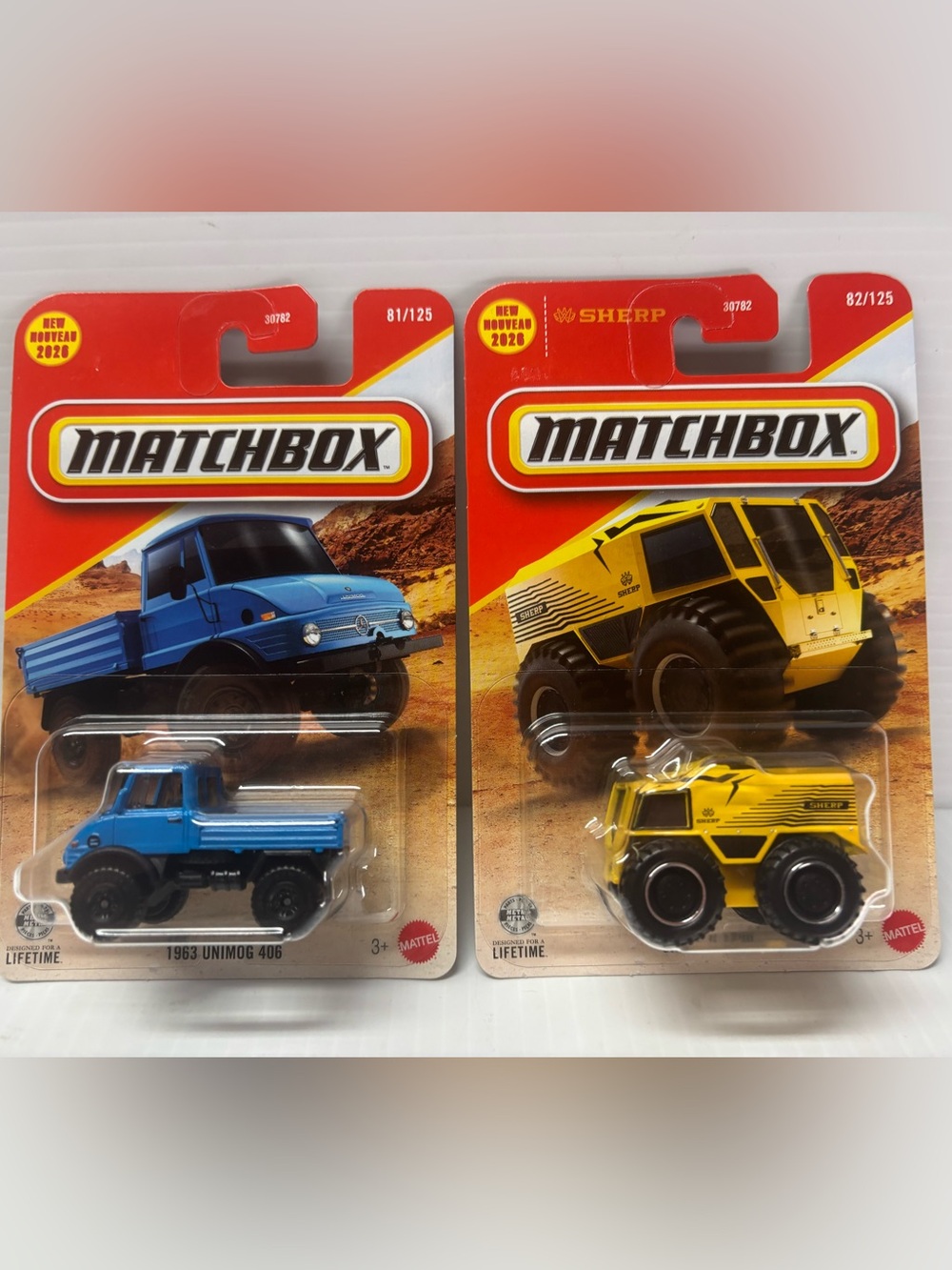 2026 Matchbox 1963 UNIMOG 406 #81 + Sherp N 1200 #82 Off-Road 4x4 Diecast Lot